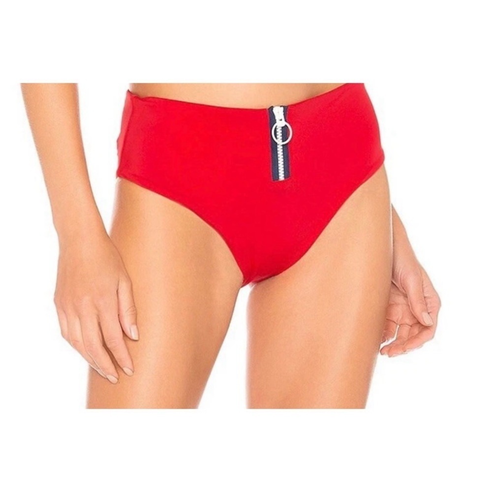 NEW REVOLVE SKYE + STAGHORN Kira Zip-Front Red Bikini Bottoms